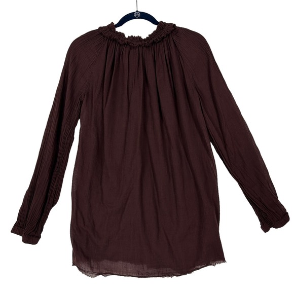 Raquel Allegra Brown Long Sleeves Cotton Gauze Top 2 Medium - Picture 5 of 6